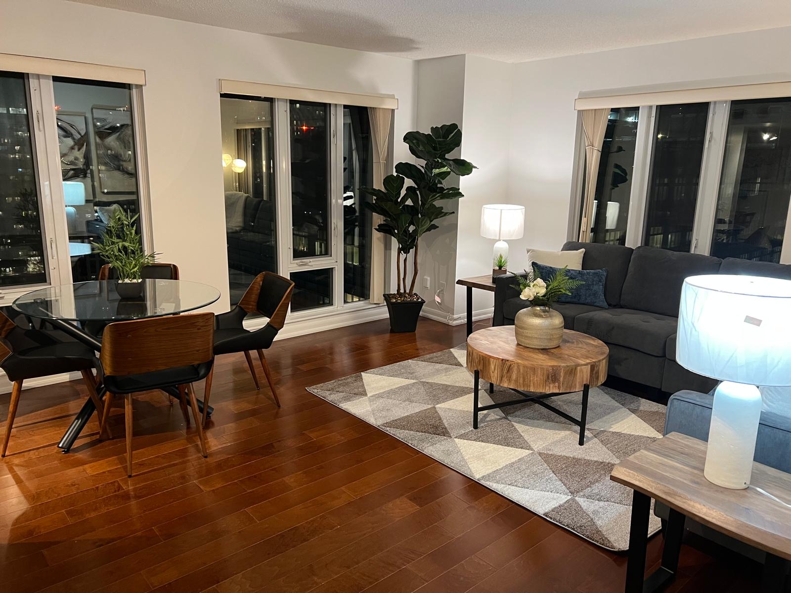 Guest-ready rental suite living room